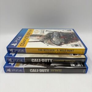 PS4 Game Lot Witcher 3 Complete Edition Call of Duty WWII Gold Advanced Warfare
